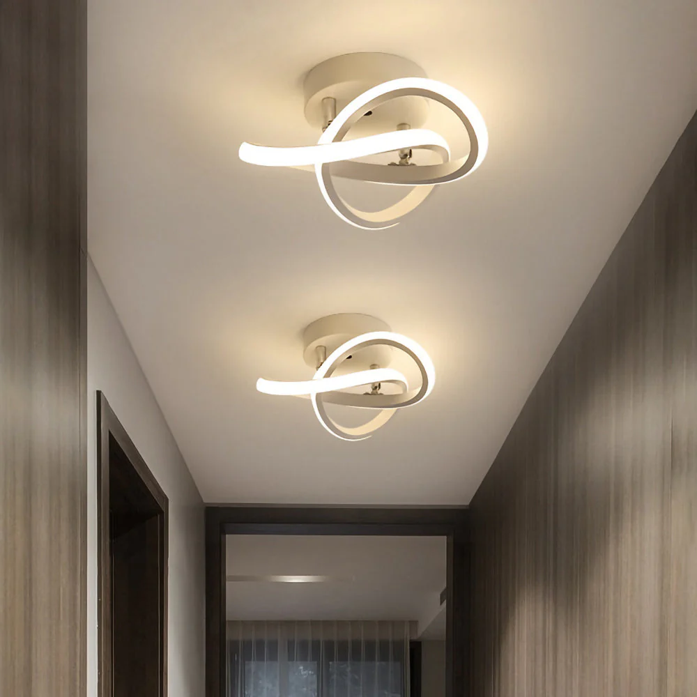 Modern LED Ceiling Light with Sculptural Loop Design �C Iron & Acrylic Flush Mount