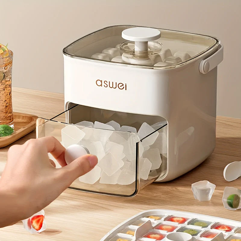 Modern Ice Cube & Ball Maker with Large Capacity - Sleek Ice Storage Container