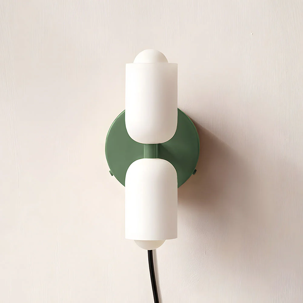 Modern Double Wall Light with Cylindrical Shades �C Sleek Metal Sconce for Indoor Use