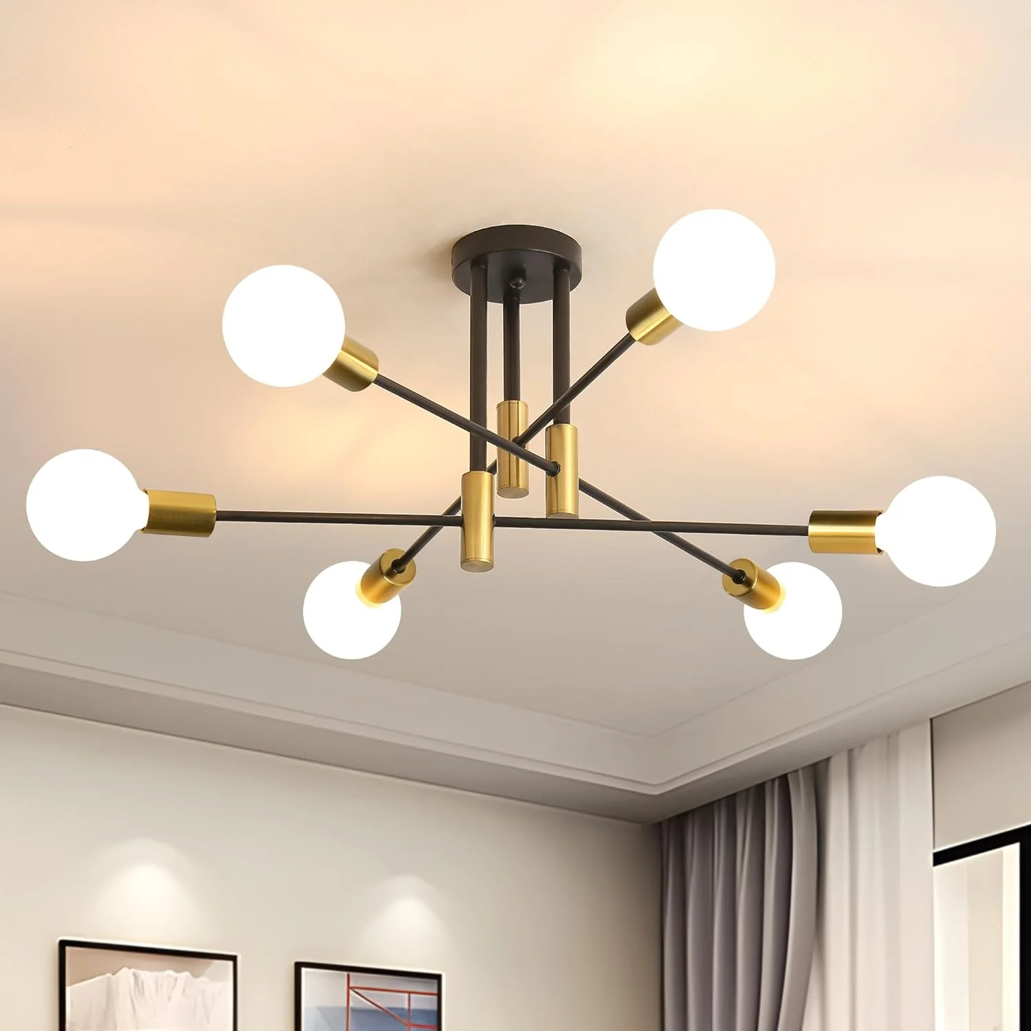 Modern Nordic Flush Ceiling Light �C Minimalist Metal Fixture with Geometric Design