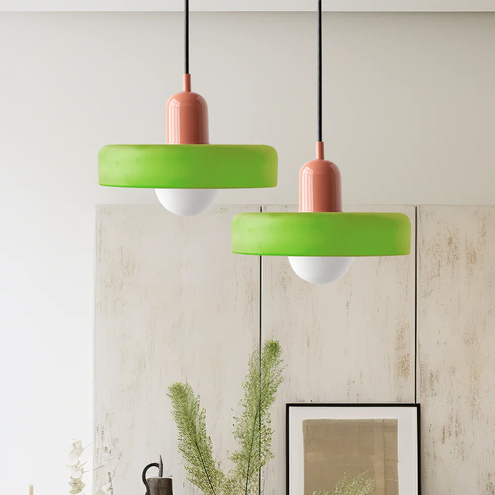 Modern Bauhaus Pendant Light with Glossy Glass Shade