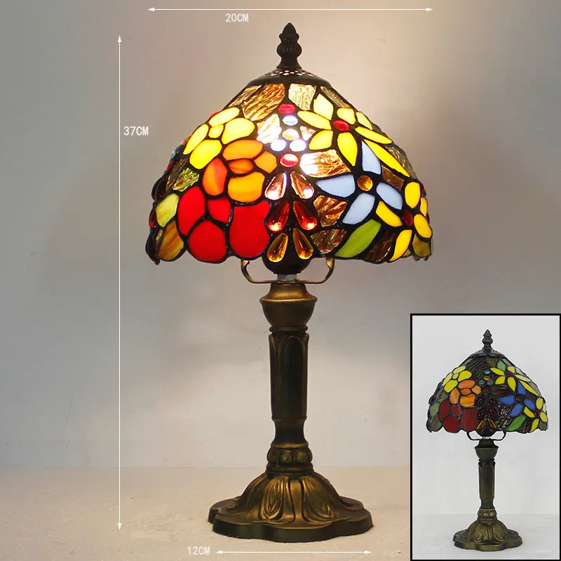 Table Lamp | Stained Glass & Bronze | Floral Shade | Reading Nook