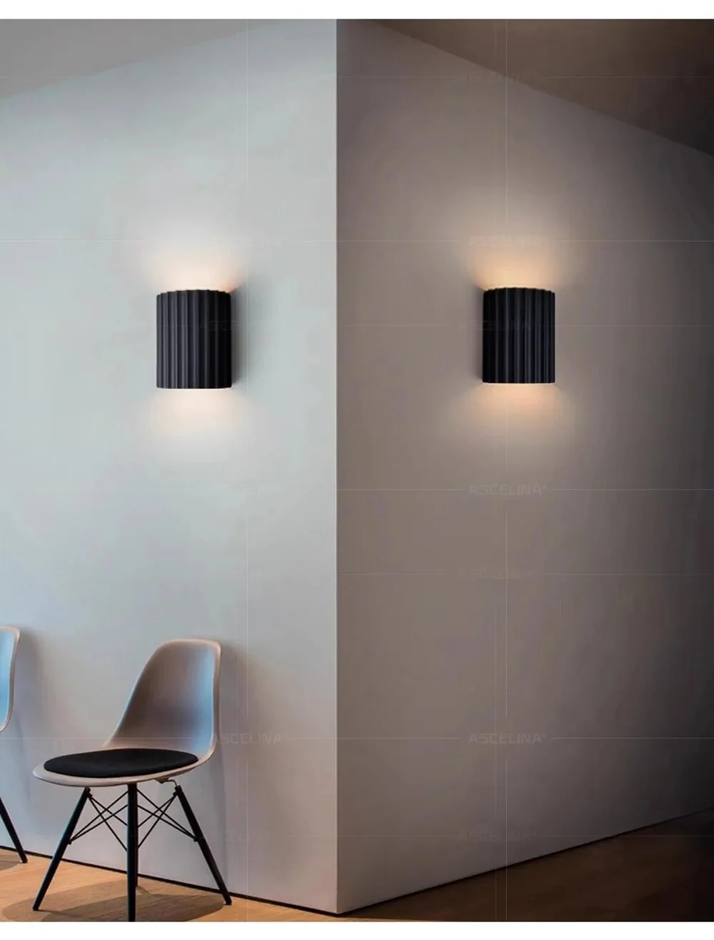 Modern Resin Wall Sconce �C Ribbed LED Light for Living Room & Hallway