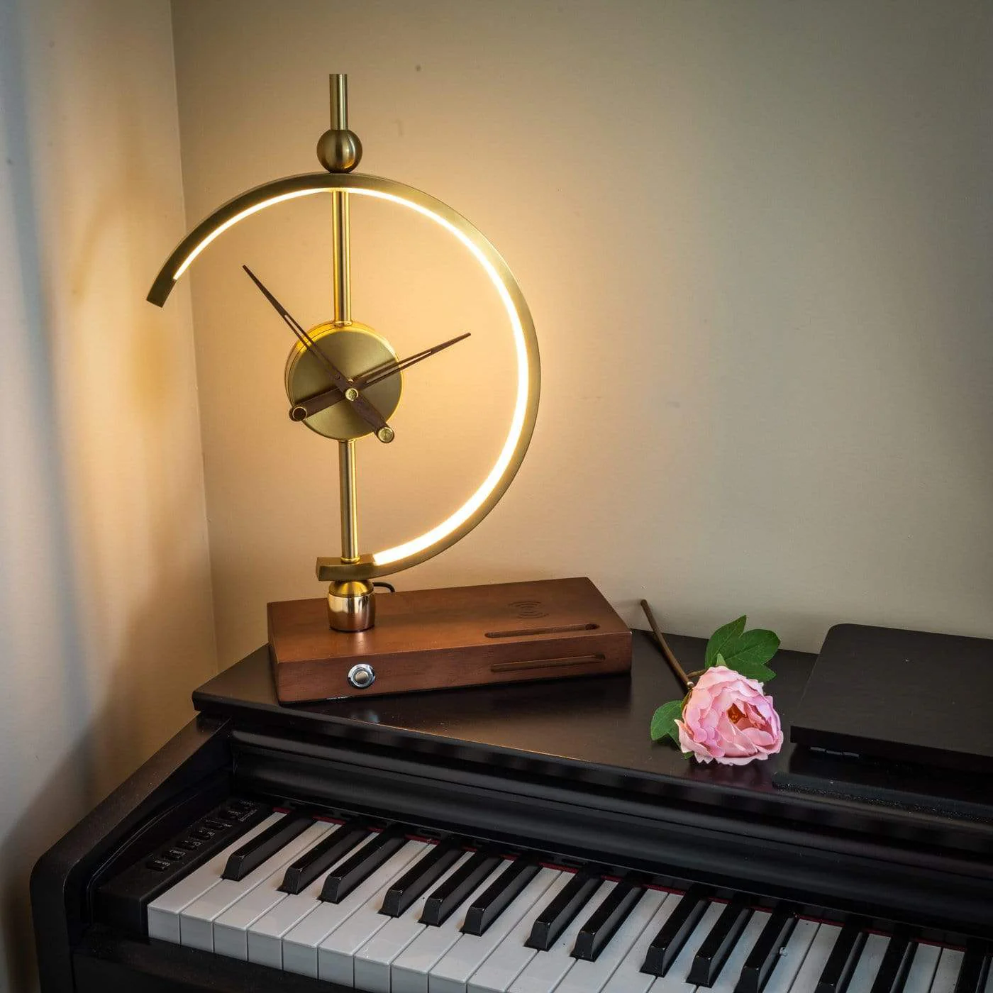 Modern Decorative Table Lamp with Clock & Wireless Charging Station