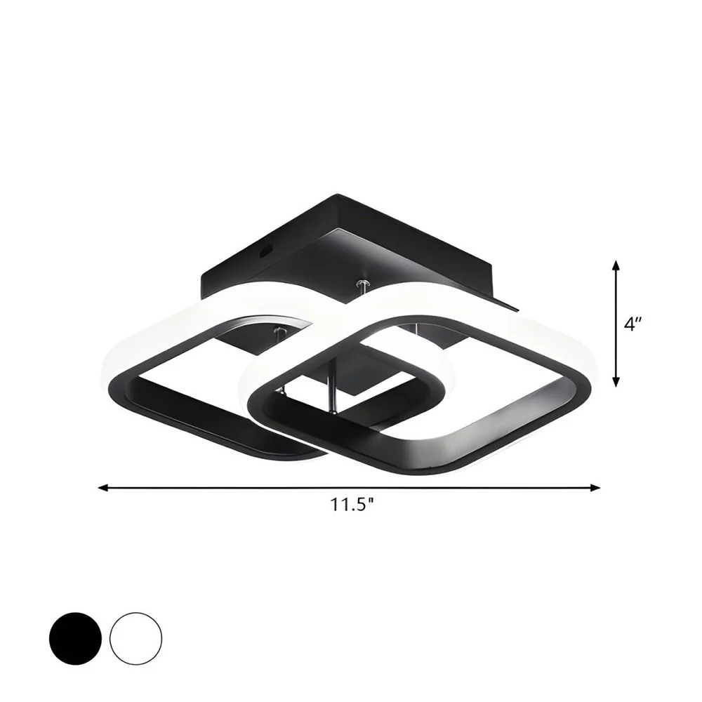 Modern LED Ceiling Light with Sculptural Loop Design �C Iron & Acrylic Flush Mount