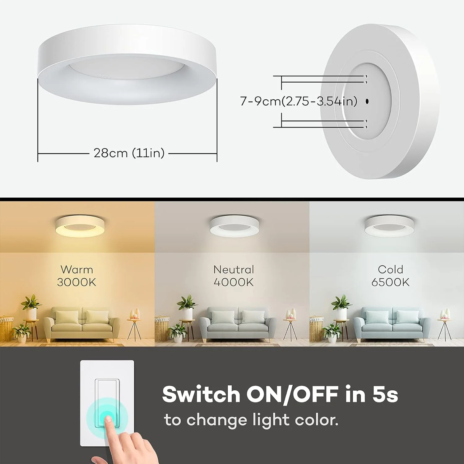 Modern Minimalist LED Ceiling Light �C Round Flush Mount with Acrylic Diffuser, 240V