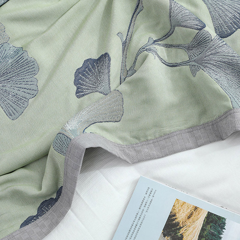 Reversible Ginkgo Leaf Quilt �?Cotton & Soybean Gauze �?Lightweight