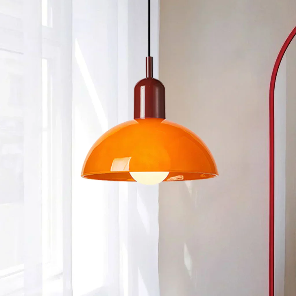 Modern Glass Bowl Pendant Light - Sleek Dome Design with LED Illumination