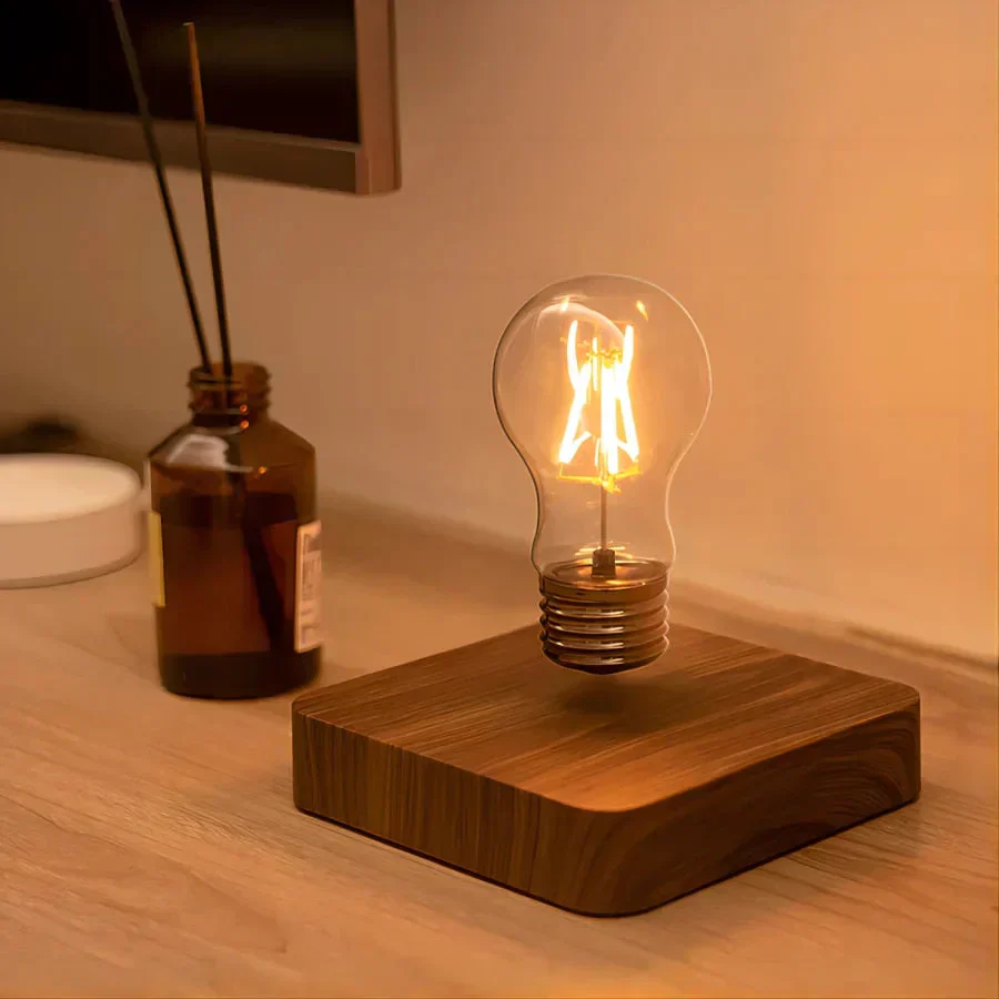 Levitating Desk Lamp with Walnut Base �C Modern Minimalist Lighting