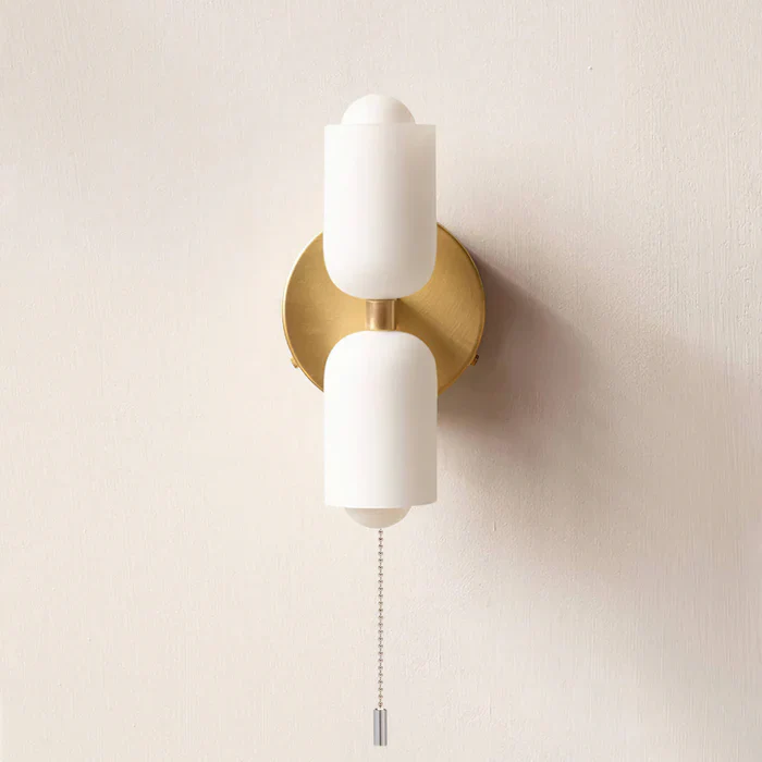 Modern Double Wall Light with Cylindrical Shades �C Sleek Metal Sconce for Indoor Use