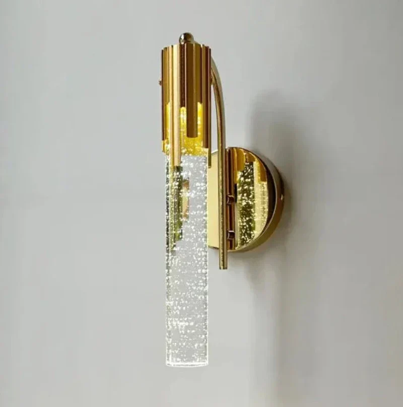 Crystal Wall Sconce Light �C Modern Bubble Glass Design with Elegant Curved Mount