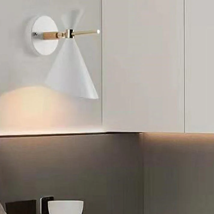Minimalist Cone Wall Light �C Modern Adjustable Sconce in Wood and Metal for Interiors