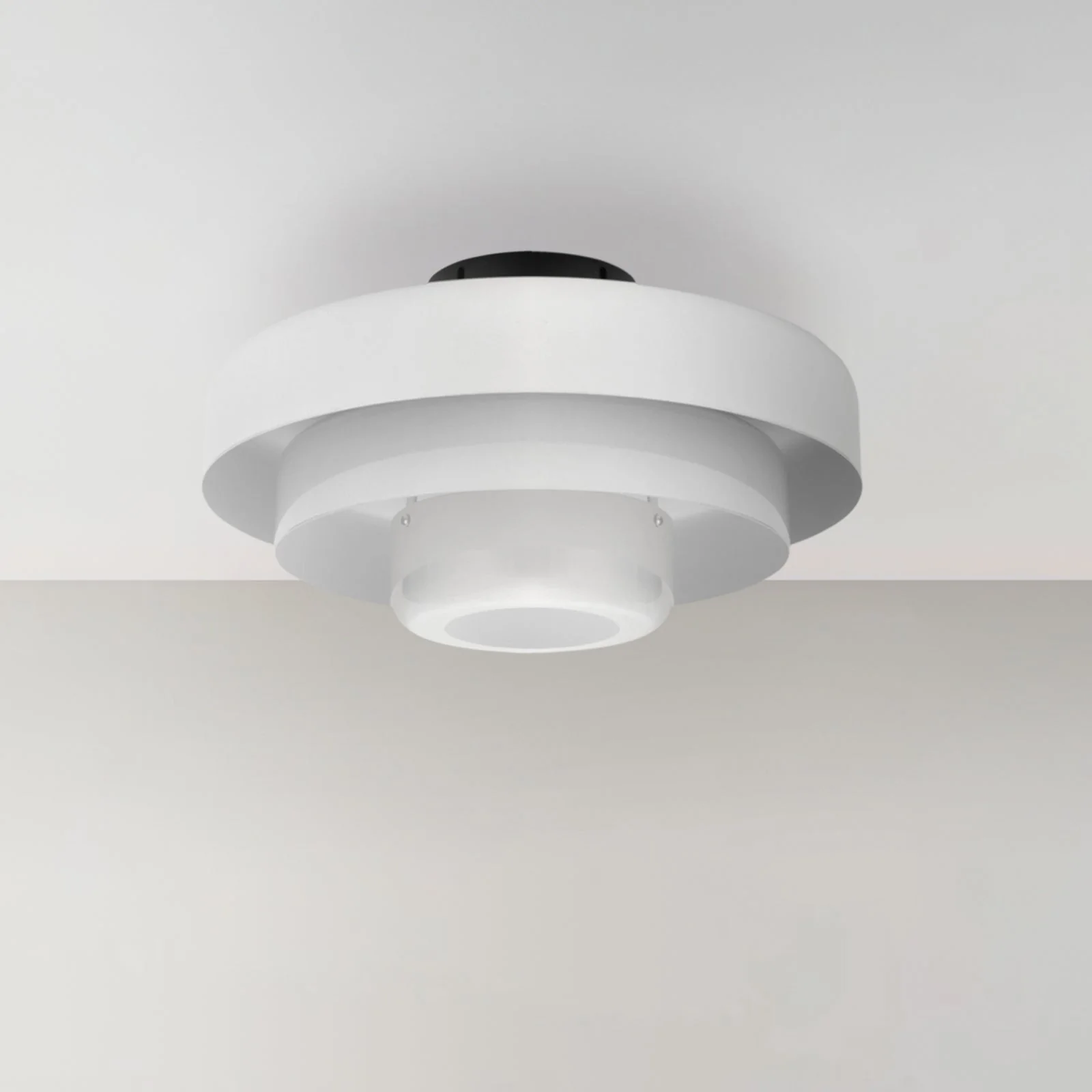 Mid-Century Modern Iron Flush Mount Ceiling Light with Tiered Geometric Design