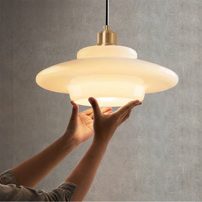 Modern Minimalist Glass Pendant Lamp with Brass Accents