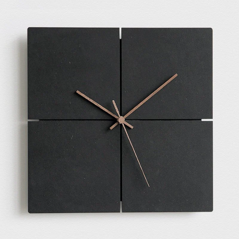 Wall Clock | Matte Black Composite & Metal | Silent Movement | Living Room Accent