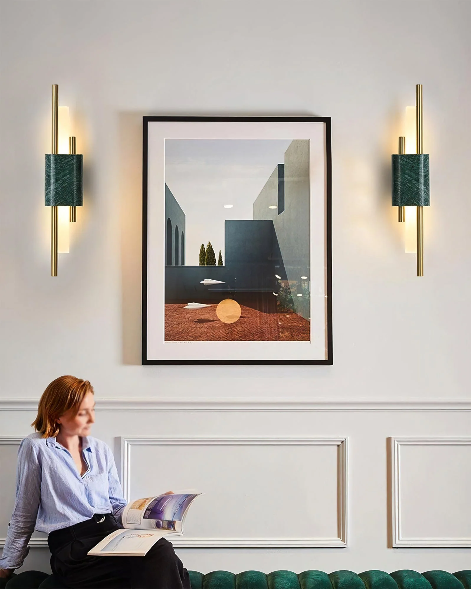 Modern Marble Wall Sconce �C Luxury LED Wall Light in Geometric Minimalist Design