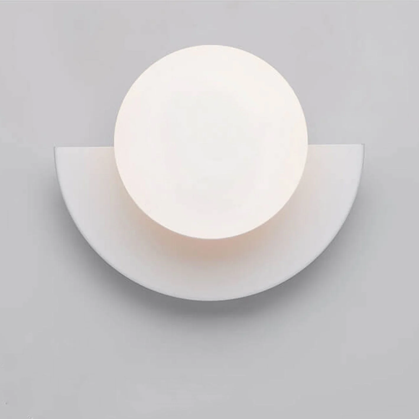 Glass Globe Wall Sconce, Modern Minimalist Light with Geometric Semicircle Base