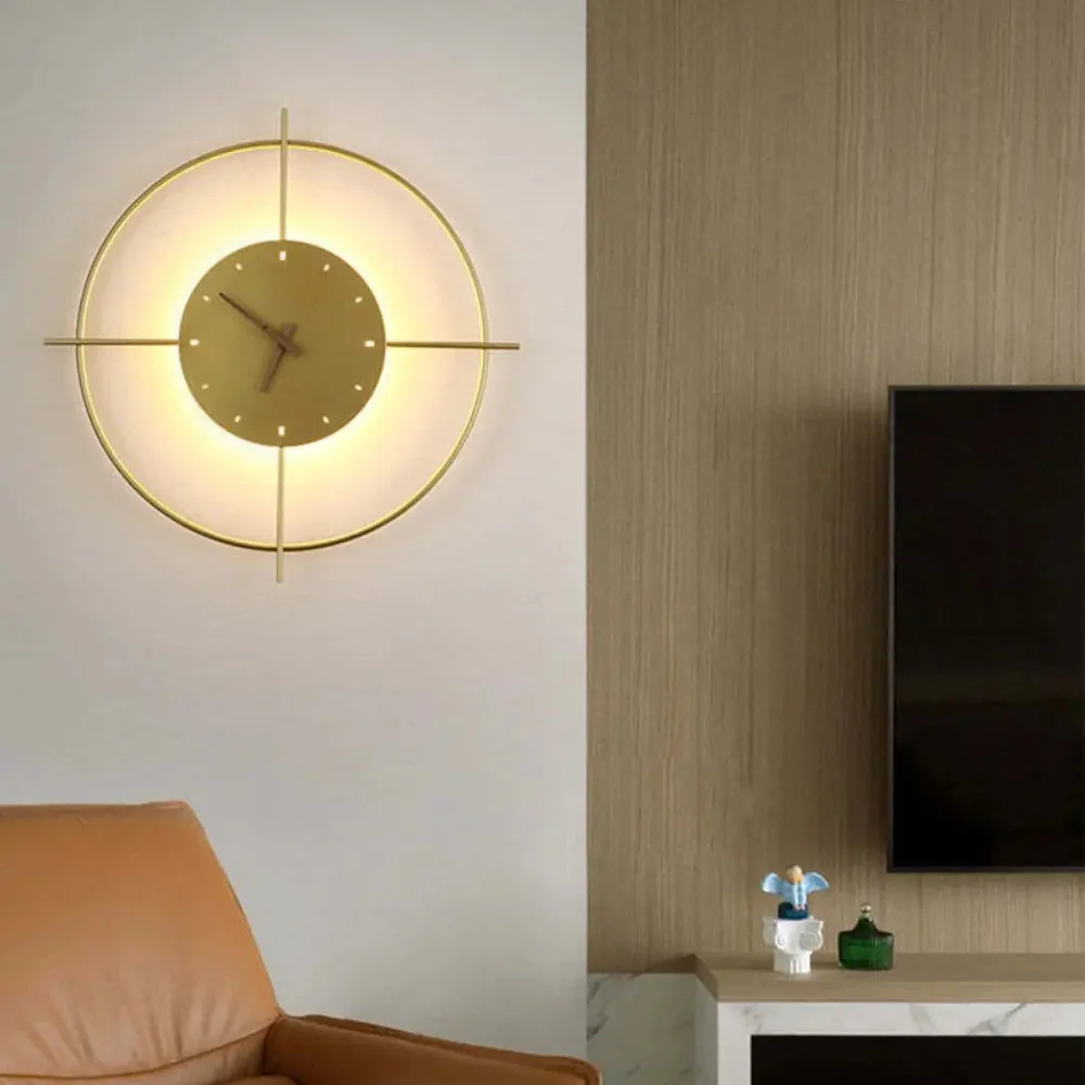 Modern Circular Wall Clock Light �?Minimalist Metal Frame with Artistic Design