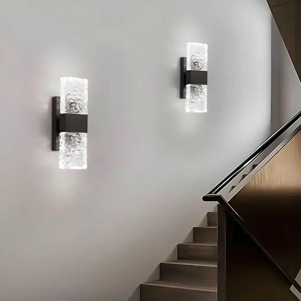 Crystal LED Wall Light �C Modern Textured Glass Sconce for Elegant Ambient Lighting