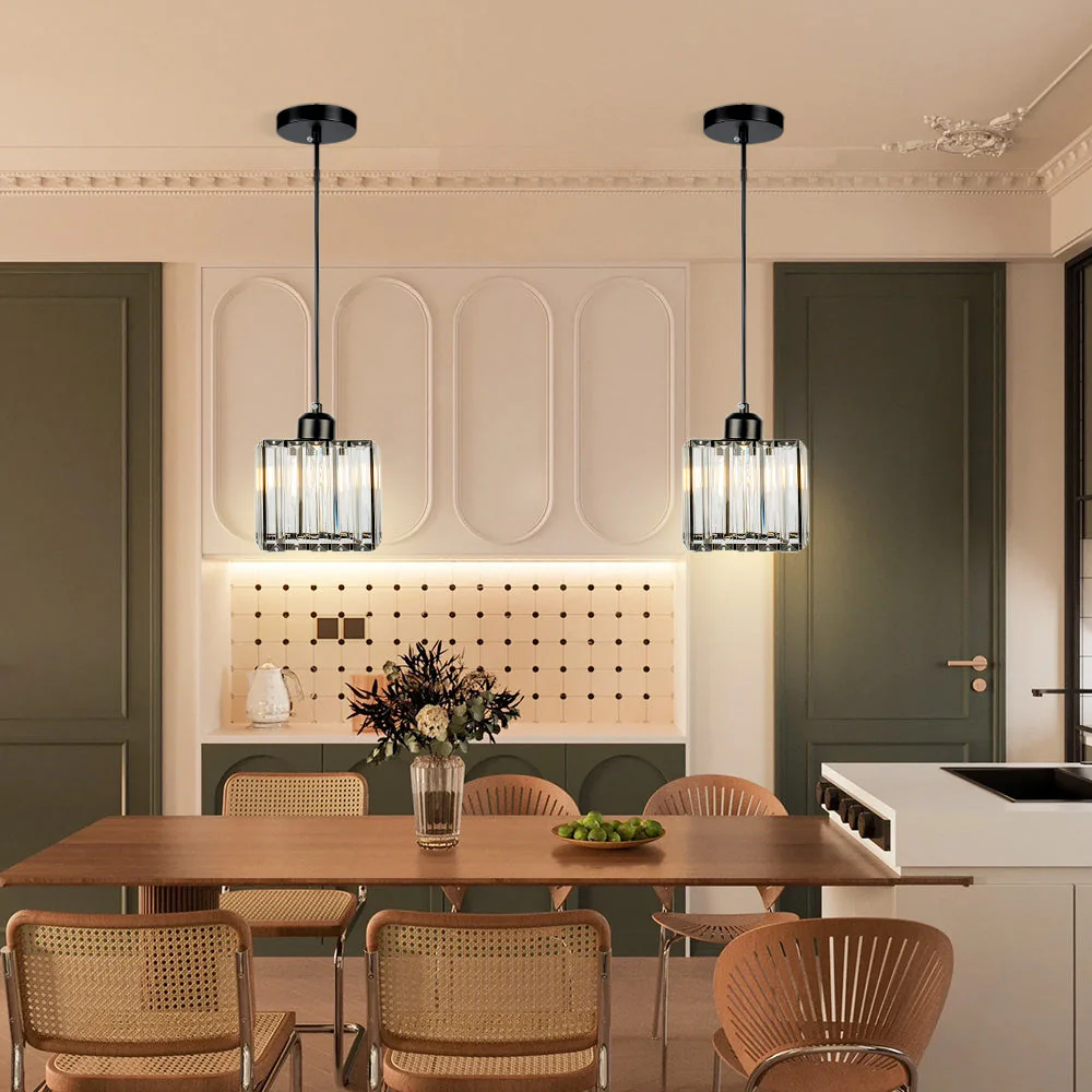 Modern Multi-Light Glass Pendant Light �C Sleek Geometric Design for Kitchen or Dining Room
