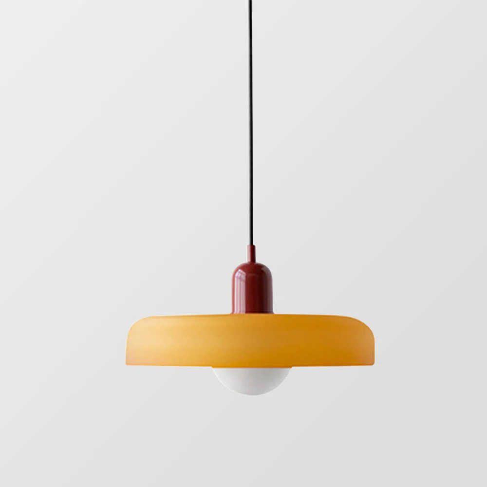 Modern Bauhaus Pendant Light with Glossy Glass Shade