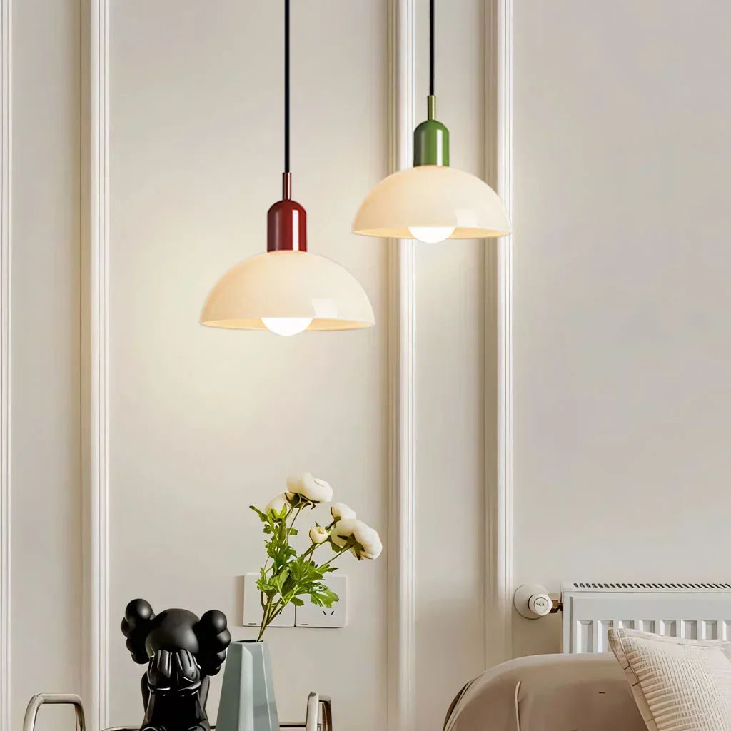 Modern Glass Bowl Pendant Light - Sleek Dome Design with LED Illumination