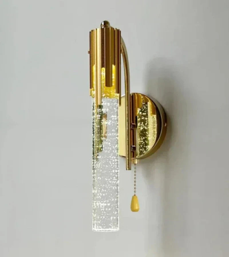Crystal Wall Sconce Light �C Modern Bubble Glass Design with Elegant Curved Mount