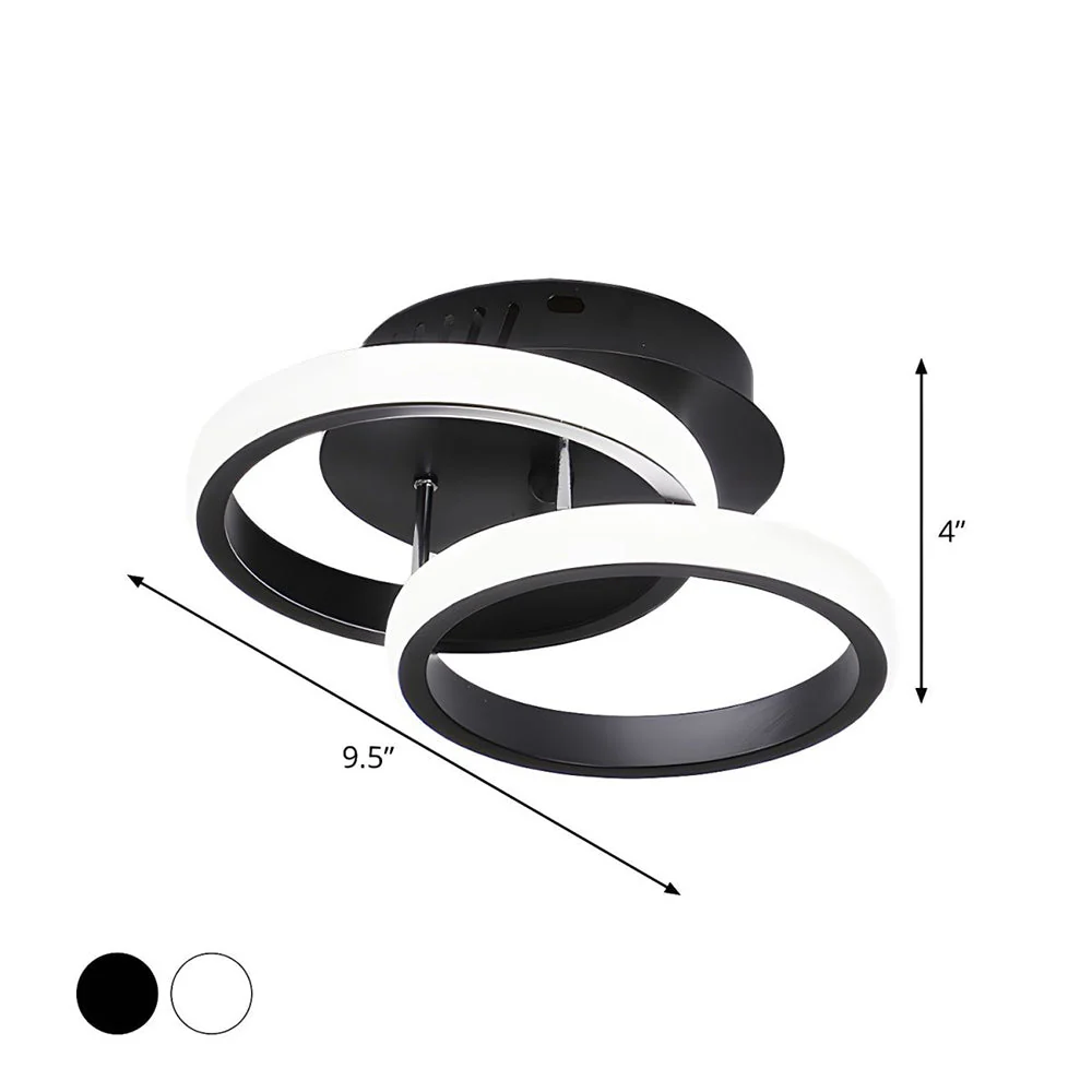 Modern LED Ceiling Light with Sculptural Loop Design �C Iron & Acrylic Flush Mount