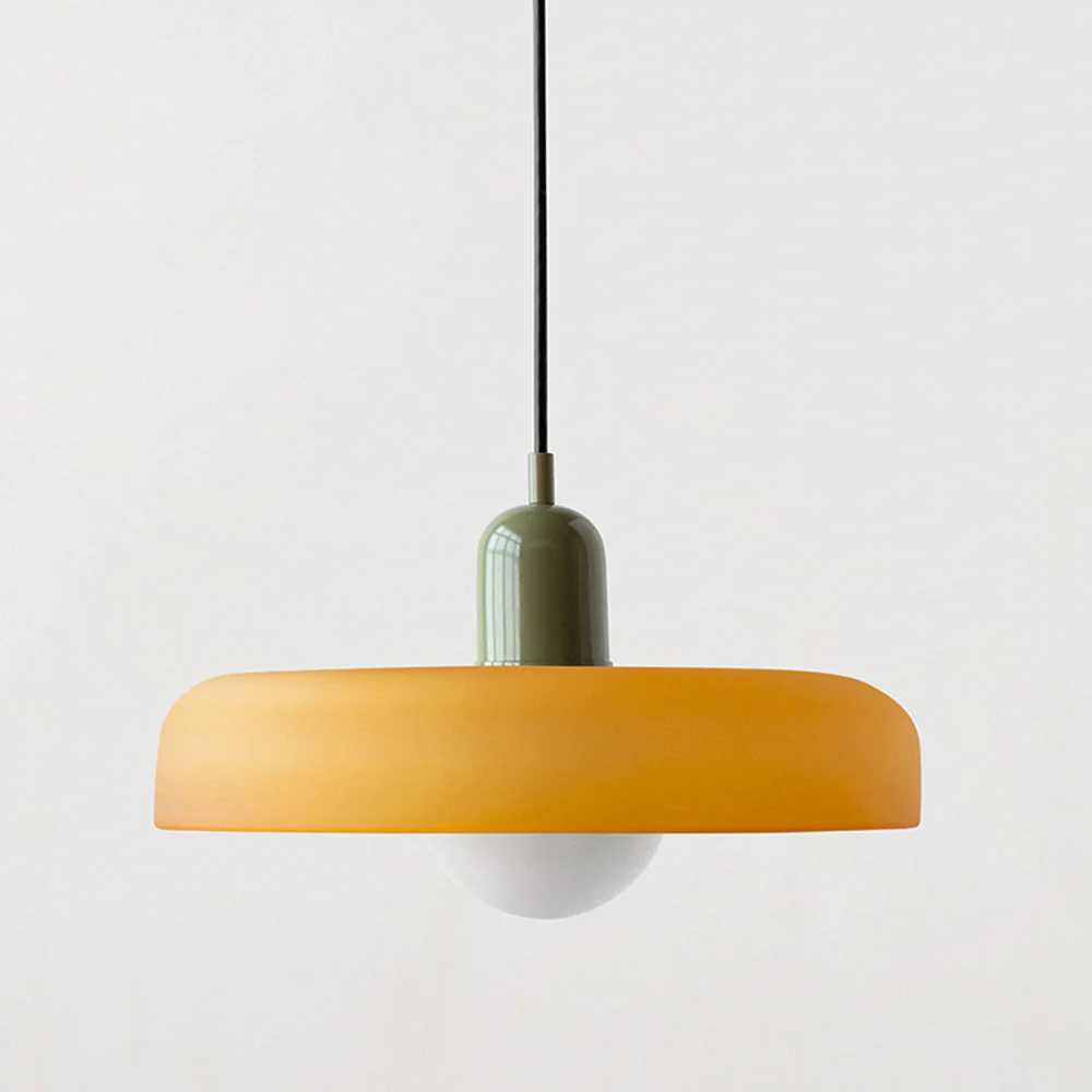 Modern Bauhaus Pendant Light with Glossy Glass Shade