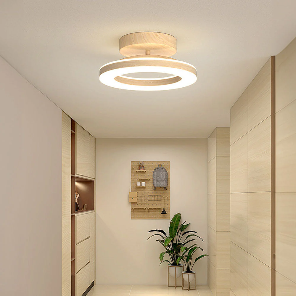 Modern Acrylic Flush Mount LED Ceiling Light �C Round Double Ring Hallway Fixture