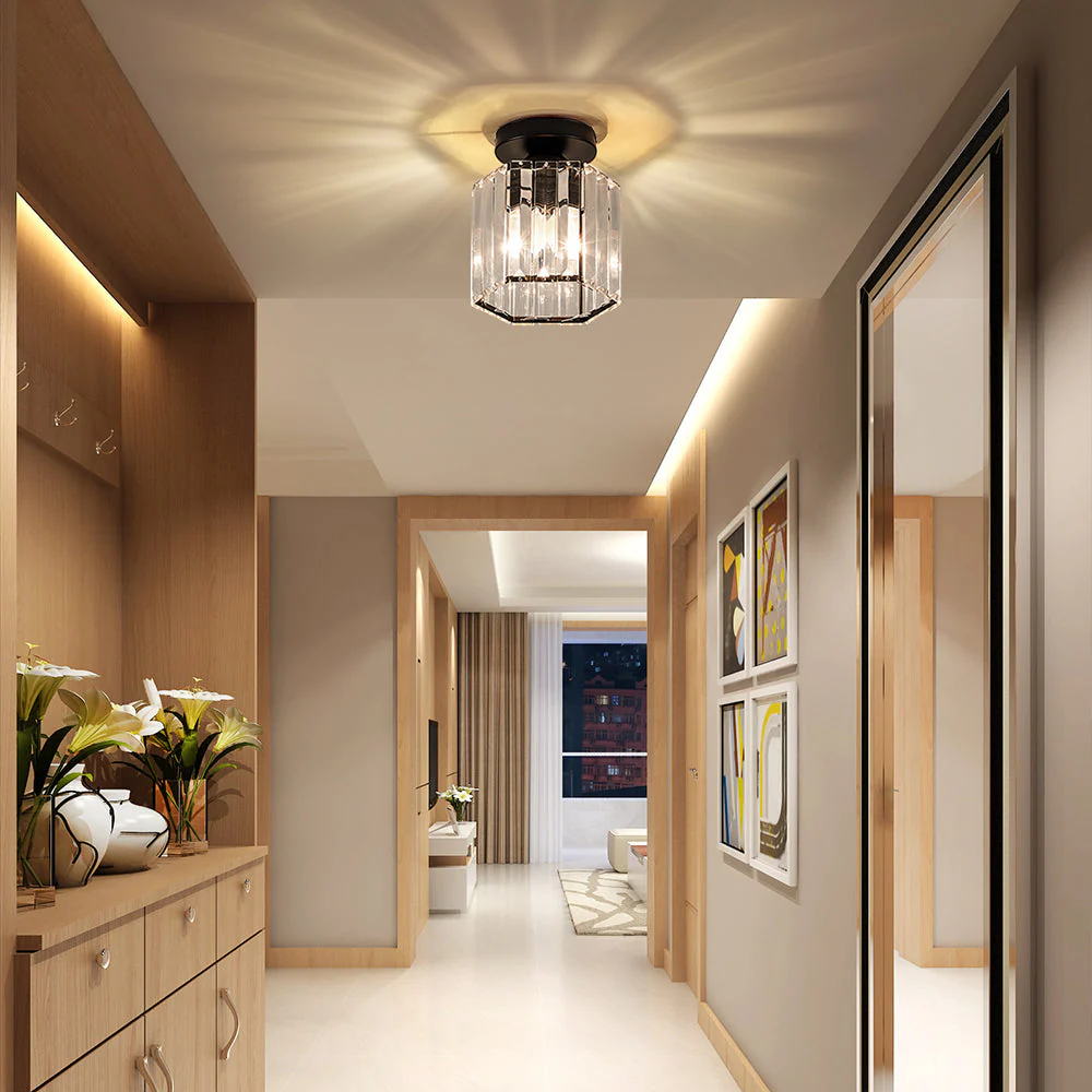 Modern Crystal Flush Ceiling Light �C Contemporary Hallway Chandelier Fixture
