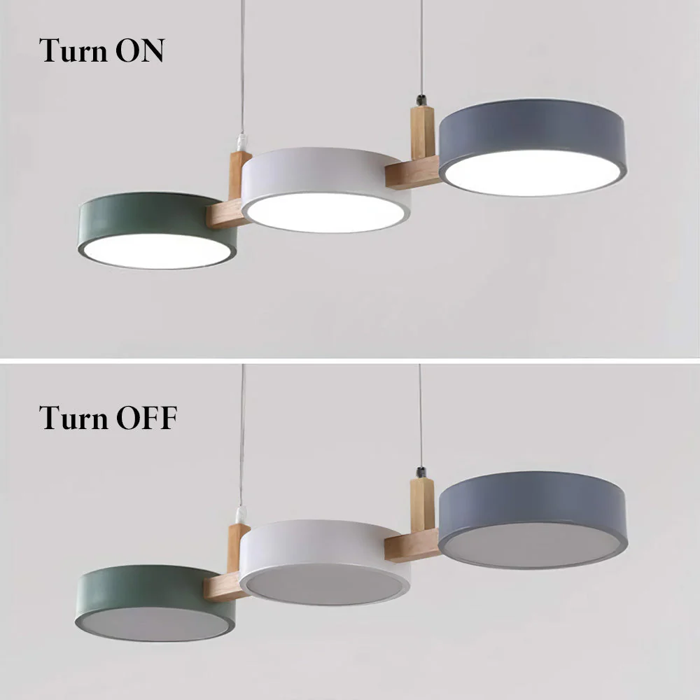 Modern Nordic Triple Cylinder Pendant Light with Wood Accent �C LED, 77cm Ceiling Fixture
