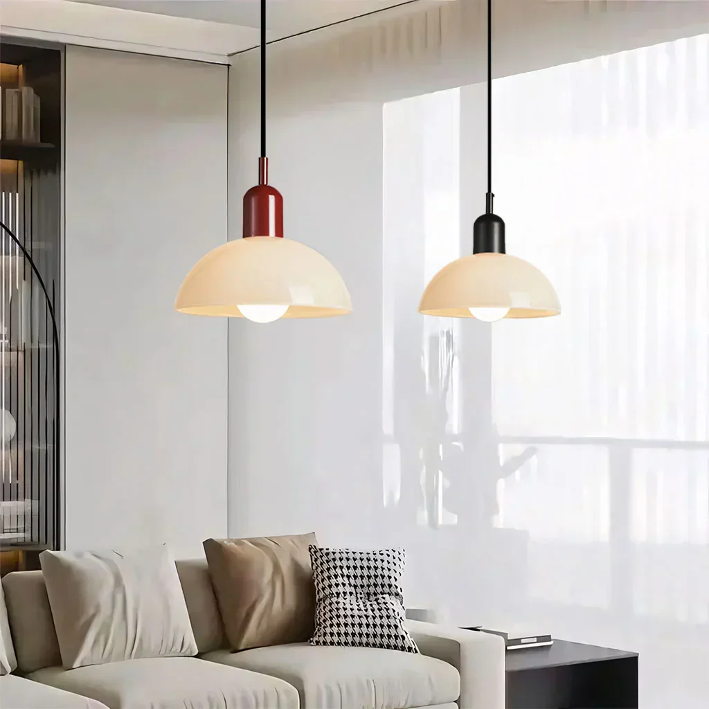 Modern Glass Bowl Pendant Light - Sleek Dome Design with LED Illumination