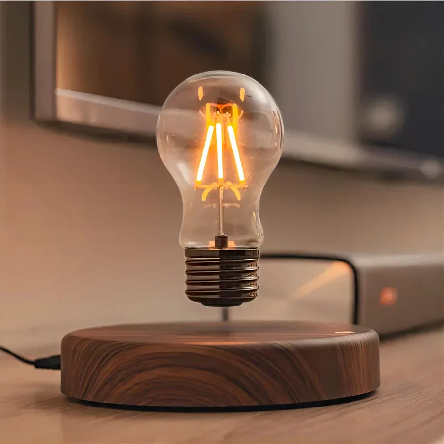 Levitating Desk Lamp with Walnut Base �C Modern Minimalist Lighting