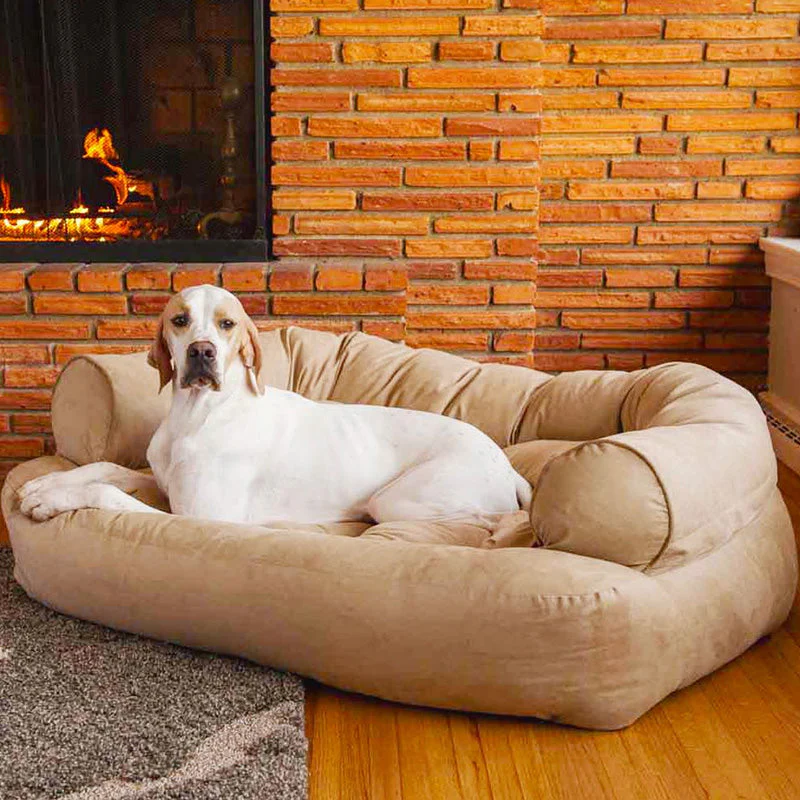 Orthopedic Bolster Dog Sofa Bed with Removable Cushion and Plush Support