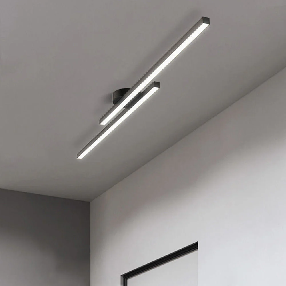 Modern Aluminium LED Ceiling Light Bar �C Minimalist Semi Flush Mount for Living Room