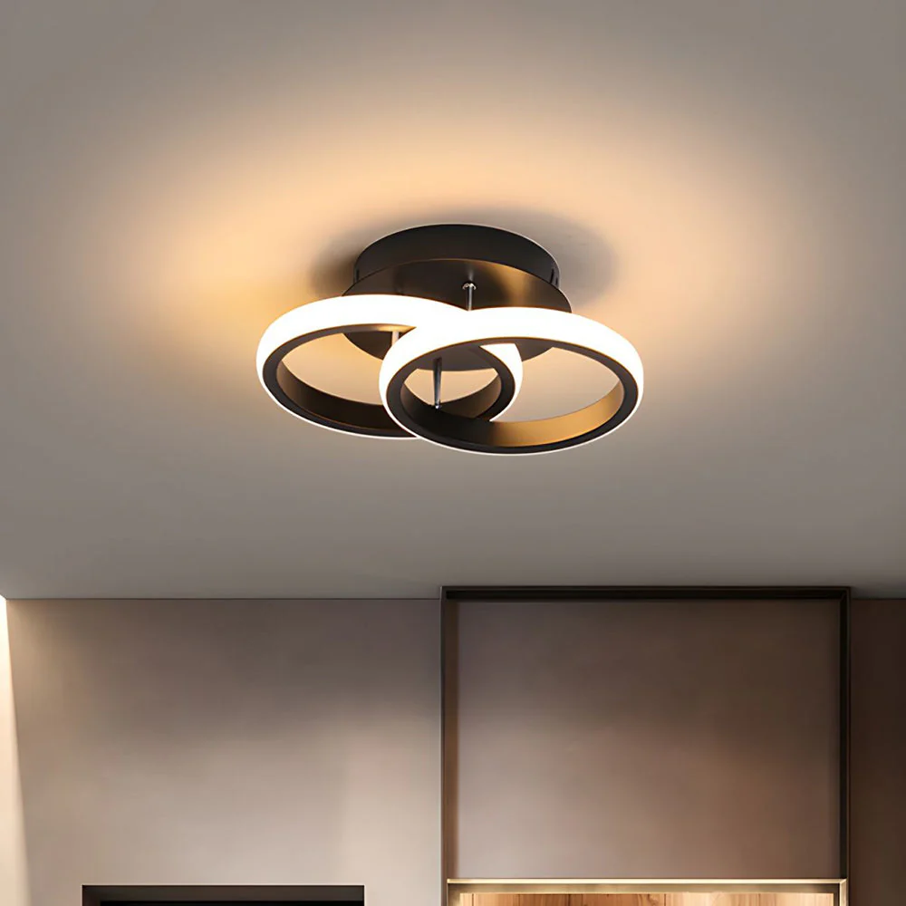 Modern LED Ceiling Light with Sculptural Loop Design �C Iron & Acrylic Flush Mount