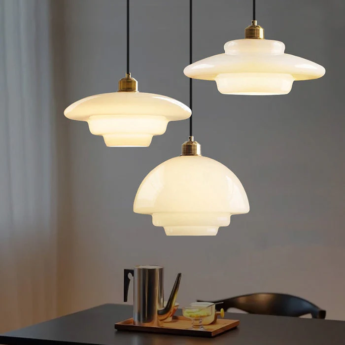 Modern Minimalist Glass Pendant Lamp with Brass Accents