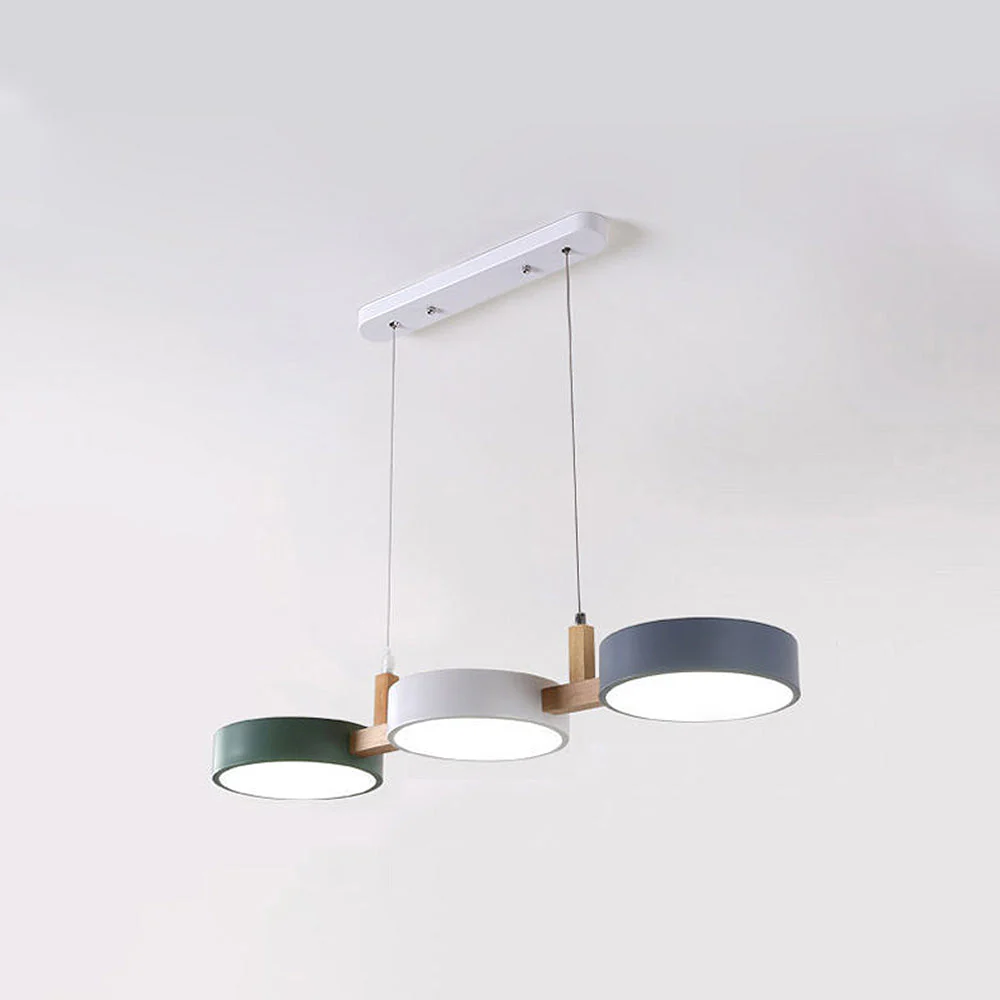 Modern Nordic Triple Cylinder Pendant Light with Wood Accent �C LED, 77cm Ceiling Fixture