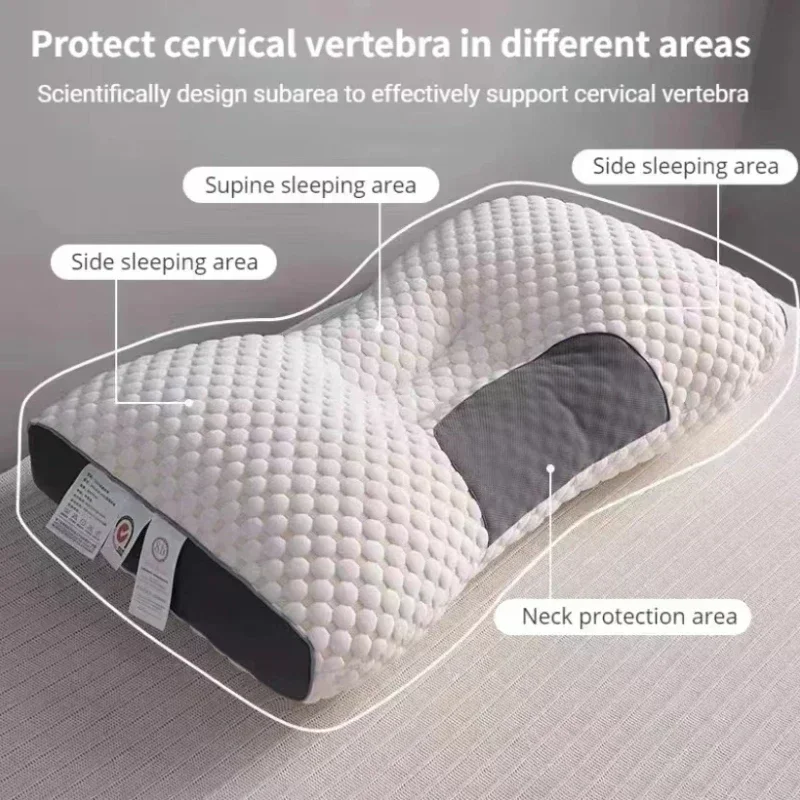 Ergonomic Neck Support Pillow with Massage Function and Breathable Soyafiber