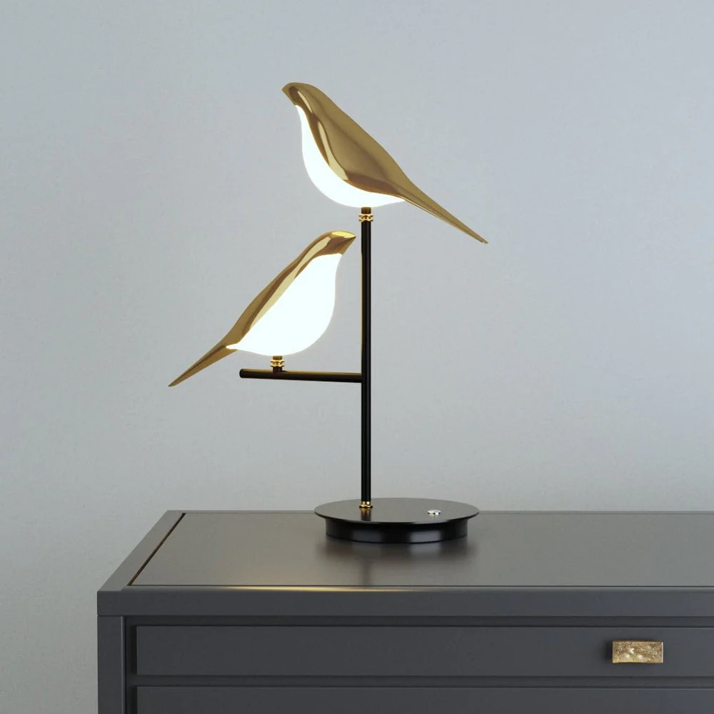 Elegant LED Table Lamp with Artistic Bird Design - Modern Home Lighting