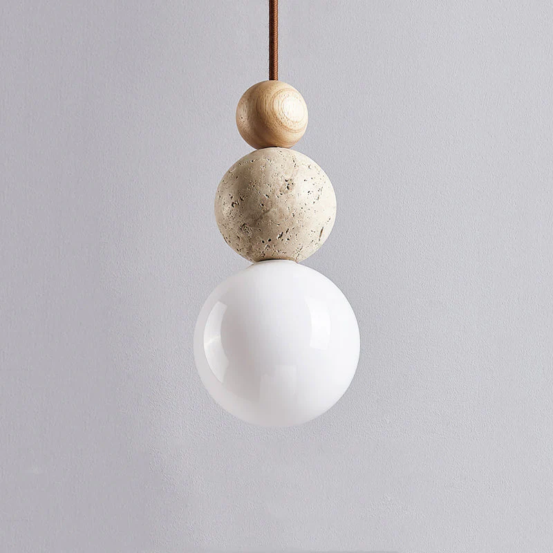 Modern Travertine Pendant Light - Minimalist Natural Stone Lava Design