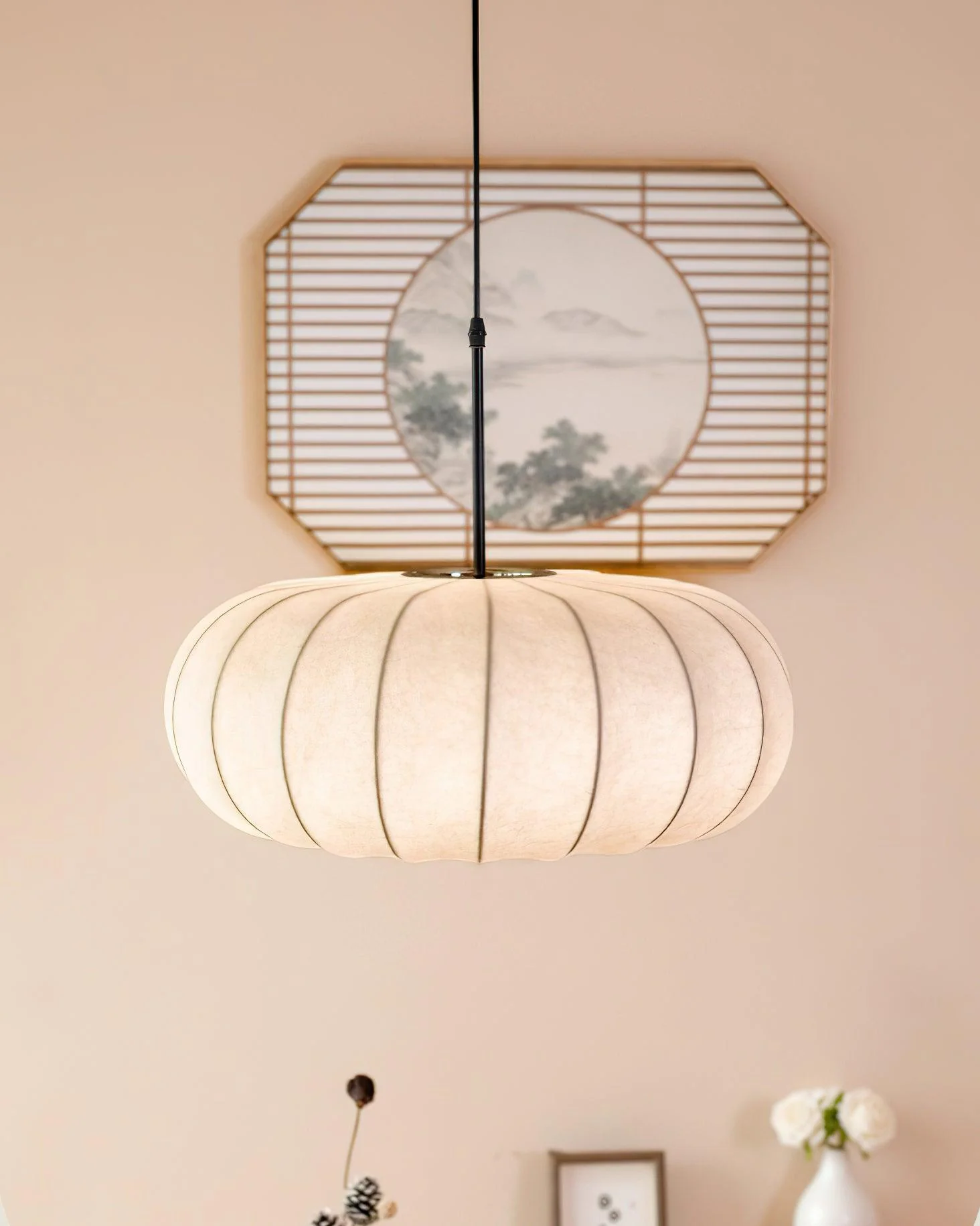 Minimalist Verona Pendant Light with Ribbed Design and Japanese Elegance