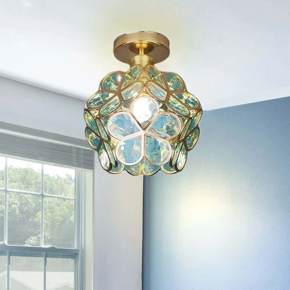 Modern Floral Glass Ceiling Light - Elegant Flush Mount Fixture