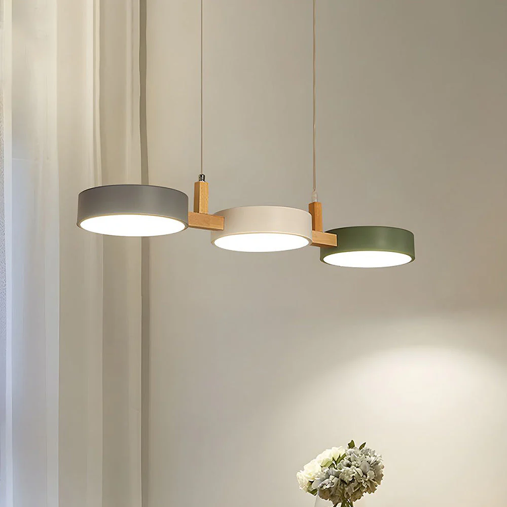 Modern Nordic Triple Cylinder Pendant Light with Wood Accent �C LED, 77cm Ceiling Fixture