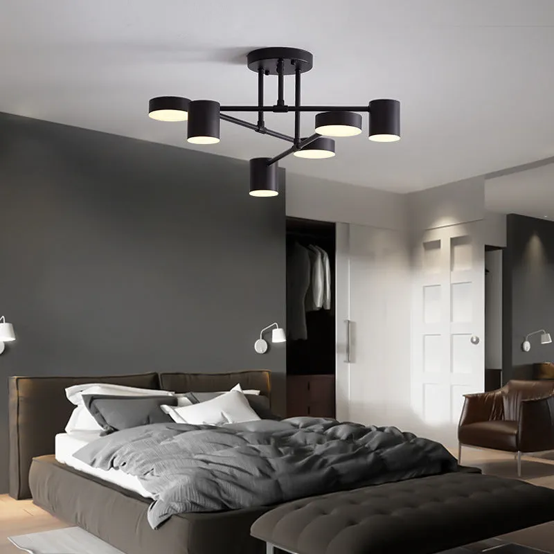 Modern Minimalist 6-Light Ceiling Chandelier with Adjustable Color Modes