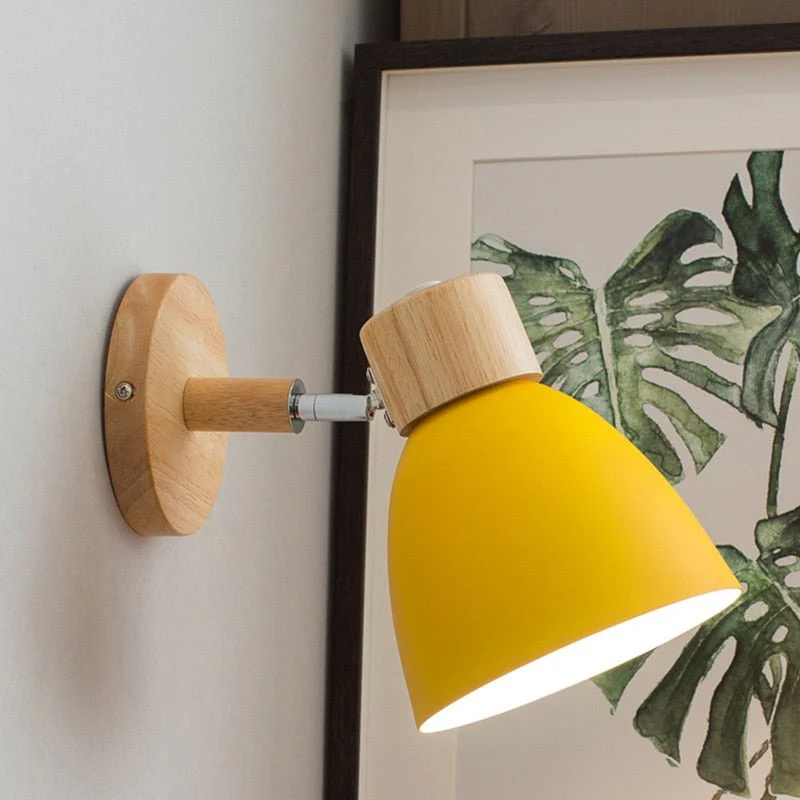 Modern Scandinavian Wood & Metal Wall Lamp �C Adjustable Reading Sconce Light