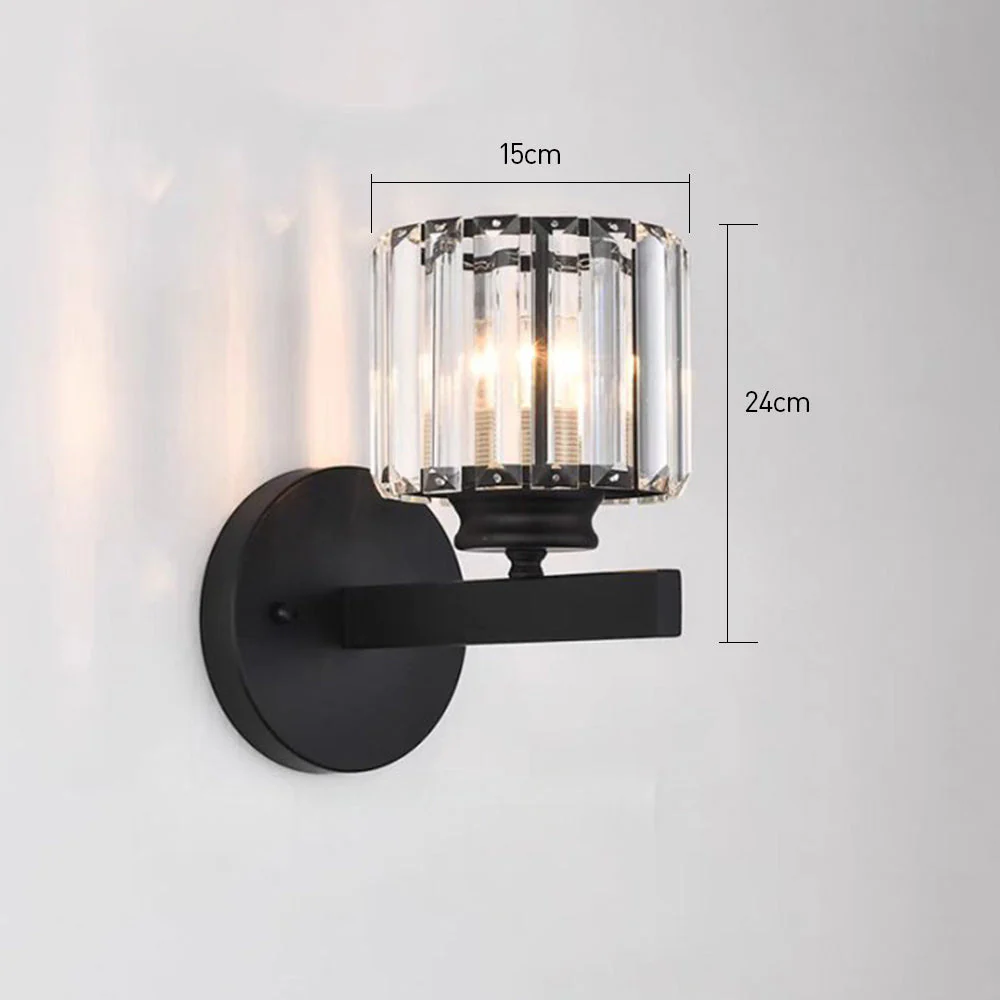 Modern Crystal Wall Light with Ribbed Glass Shade �C Square & Round Options Available