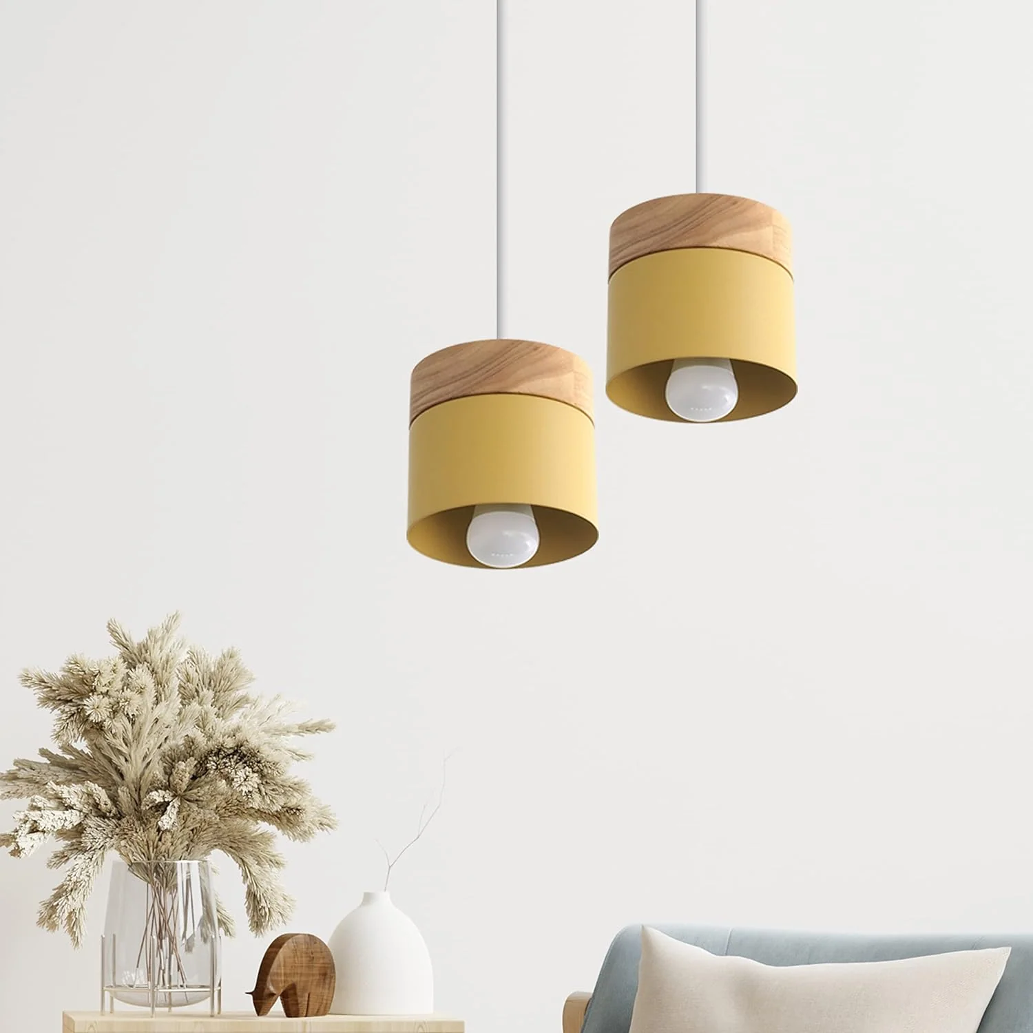Modern Nordic Wood & Iron Cylinder Pendant Light �C Minimalist Ceiling Fixture