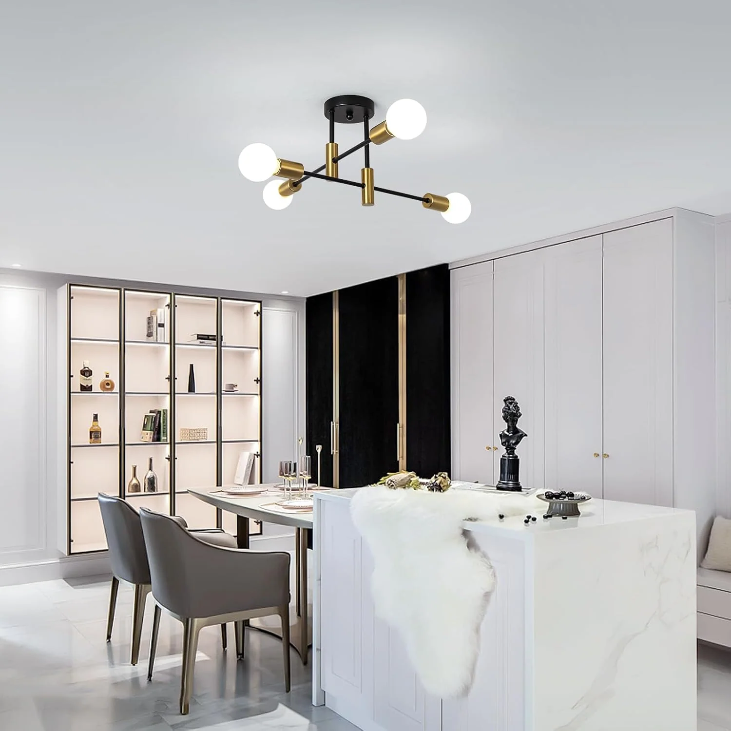 Modern Nordic Flush Ceiling Light �C Minimalist Metal Fixture with Geometric Design